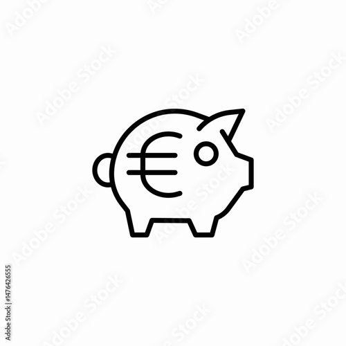 euro piggy icon sign vector