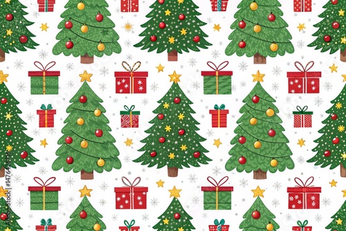 Cheerful Cartoon Christmas Pattern