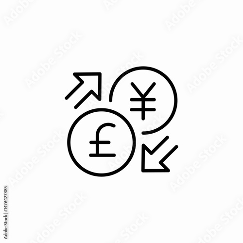 euro yen exchange icon sign vector
