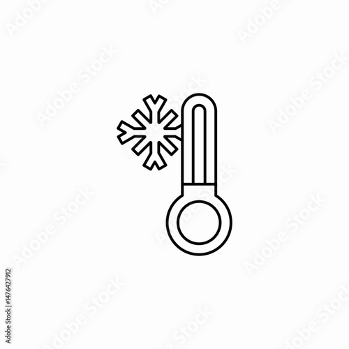 freezing thermometer snowflake icon sign vector