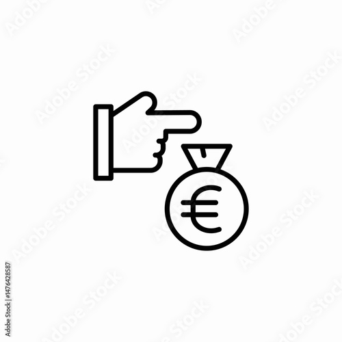 hand euro icon sign vector