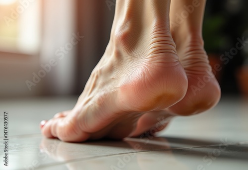 Wallpaper Mural Red and swollen toes resting on a tiled floor in soft light   Torontodigital.ca