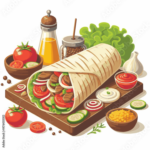 meat, meal, grilled, dinner, delicious, lunch, food, chicken, fast, restaurant, shawarma, cuisine, beef, sandwich, grill, snack, background, isolated, bread, turkish, wrap, dish, fresh, kebab, salad, 