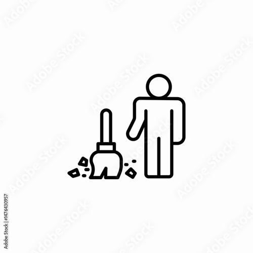 person broom icon sign vector
