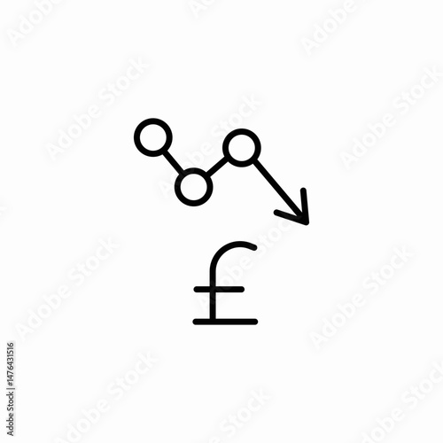 pound decline icon sign vector