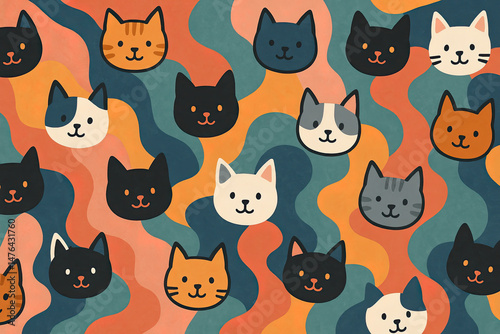 Generative AI: Abstract Cat Pattern Background
