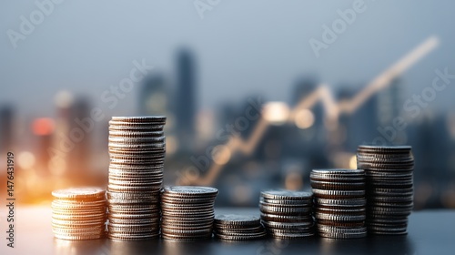 Wallpaper Mural Financial Growth Cityscape Stacked Coins Business Success Investment Savings Banking Economy Wealth Prosperity Money Market Finance Capital            Torontodigital.ca