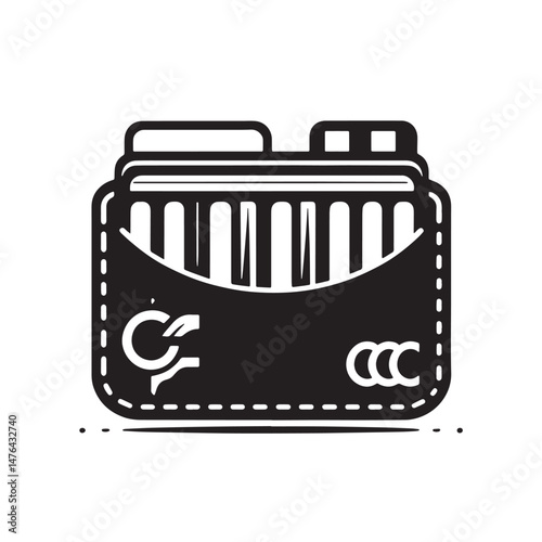 Cardholder Silhouette line art vector illustration on white background
