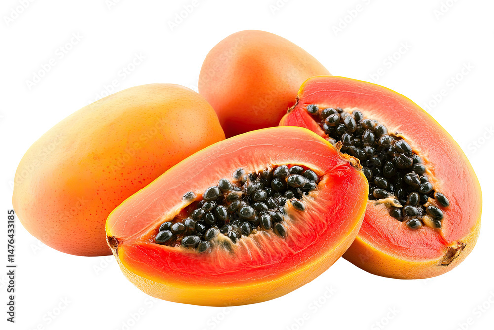 Fresh ripe papayas, cut open Fresh ripe papayas, cut open