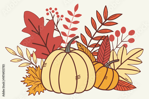 68 autumn floral arrangement, colorful autumn leaves, fall botanicals, decorative pumpkins, natural fall decor, warm autumnal palette, textured foliage, seasonal harvest display, cozy autumnal still l