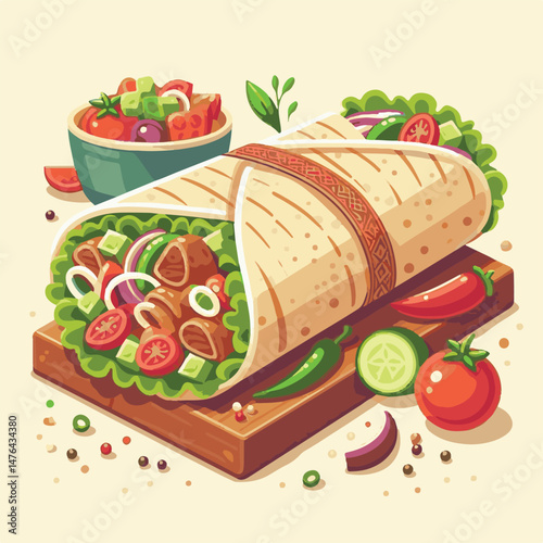 meat, meal, grilled, dinner, delicious, lunch, food, chicken, fast, restaurant, shawarma, cuisine, beef, sandwich, grill, snack, background, isolated, bread, turkish, wrap, dish, fresh, kebab, salad, 