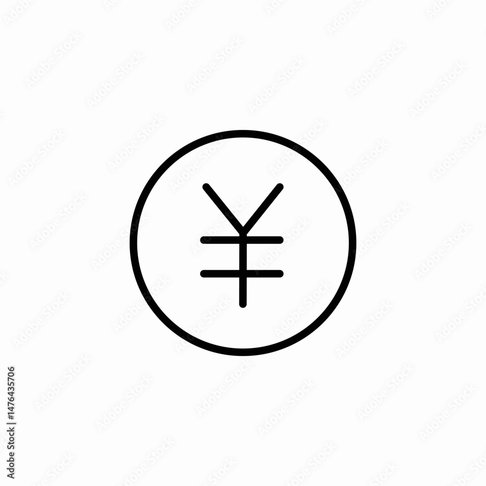 Fototapeta premium yen circle outline icon sign vector