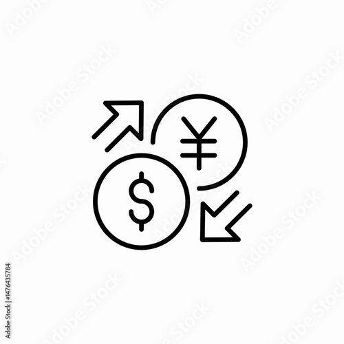 yen dollar exchange icon sign vector