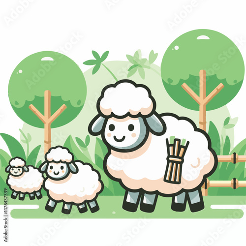 animal, sheep, agriculture, farm, livestock, lamb, countryside, mammal, nature, wool, white, farming, grass, cute, domestic, illustration, rural, graphic, pasture, field, vector, cattle, isolated, ani