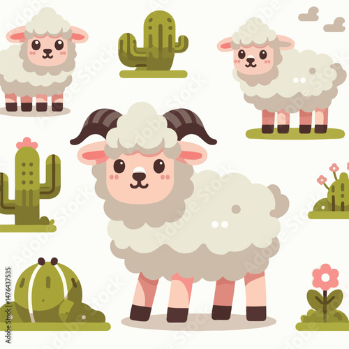 animal, sheep, agriculture, farm, livestock, lamb, countryside, mammal, nature, wool, white, farming, grass, cute, domestic, illustration, rural, graphic, pasture, field, vector, cattle, isolated, ani