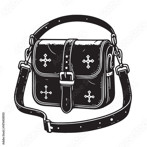 Crossbody Bag Silhouette line art vector illustration on white background