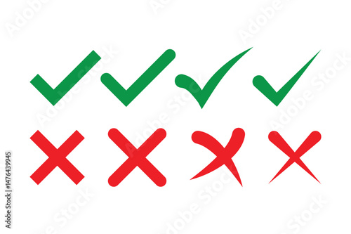 Check mark and cross mark  icon set