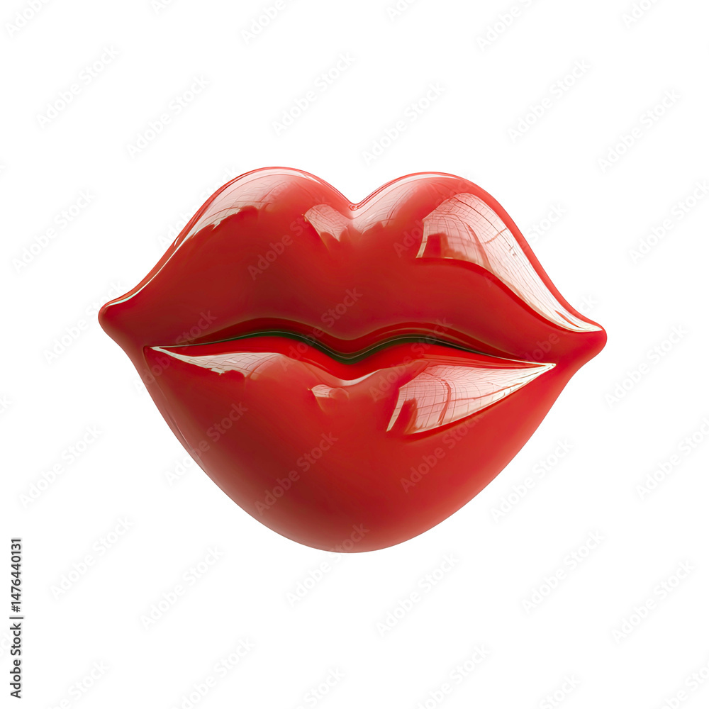 Fototapeta premium Glossy Red Lips 3D Render on Transparent Background. Glossy Red Lips png, Glossy Red Lips 3d icon, Glossy Red Lips icon.