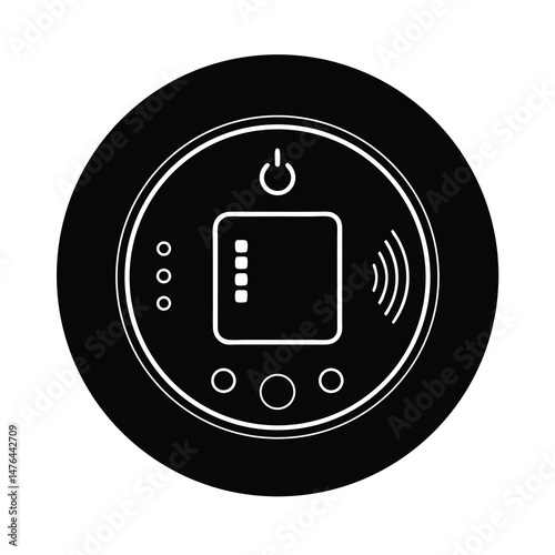 smart thermostat black vector silhouette
