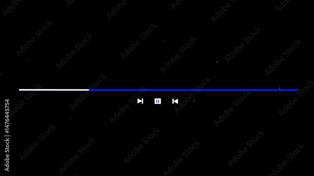 music play bar or music loading bar animation. play pause icon. social media timeline bar on dark screen, music scroll bar animation. video player timeline interface. timeline player loading line