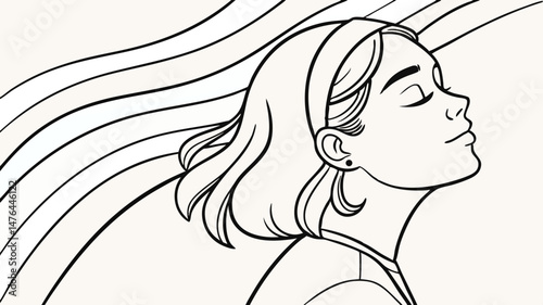 Serene Minimalist Female Face A Generated AI Illustration