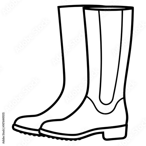 Black Silhouette of Knee-High Boots – Vector on White Background