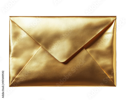 gold envelope, isolated on white background.