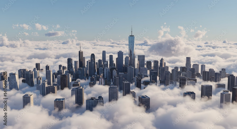 custom made wallpaper toronto digitalCity skyline above clouds aerial view of modern skyscrapers and urban architecture