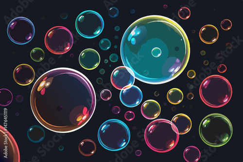 Create a vibrant vector graphic featuring abstract, bold circular bubbles with a textured, almost 3D effect.  The design should be visually striking and suitable for various applications.