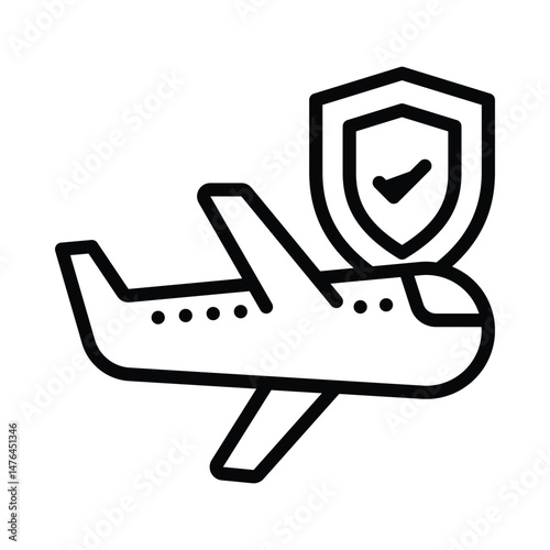 Travel Insurance Vector outline icon. Eps10 file 