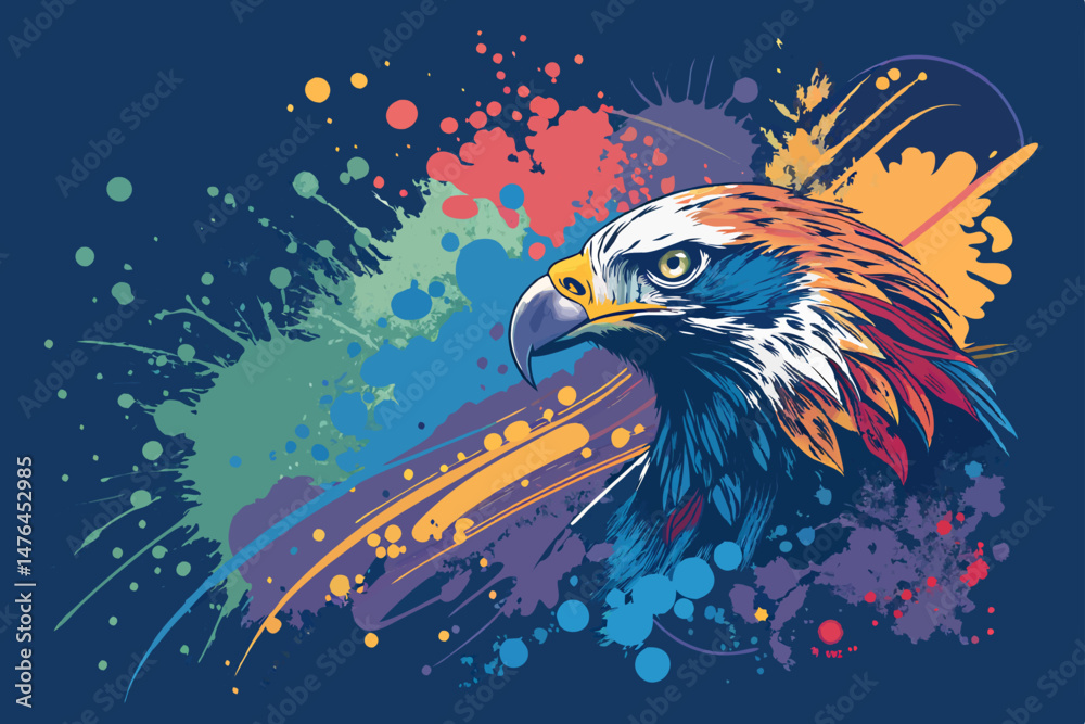 Obraz premium Create a vibrant, bold abstract vector art piece featuring dynamic paint splatters and energetic brushstrokes. High-resolution, suitable for print and web.