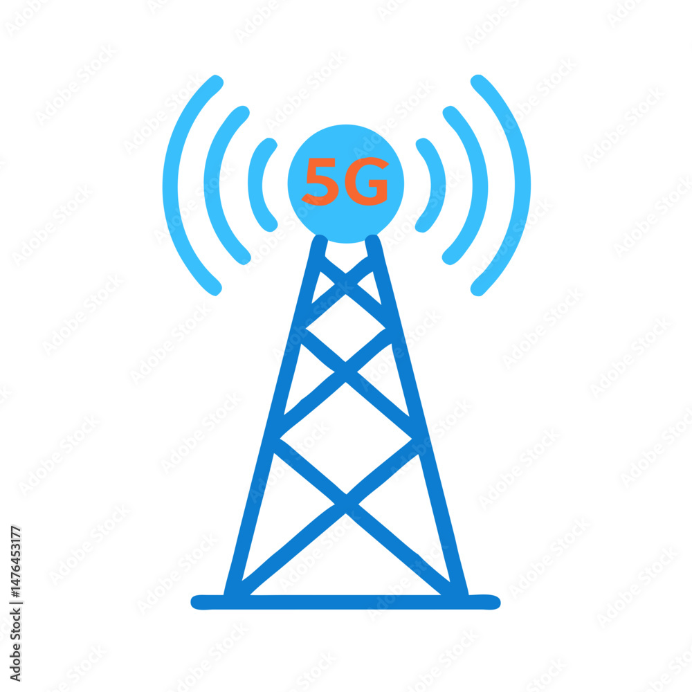5G Tower Features and Connectivity Icon 5G Tower Features and Connectivity Icon