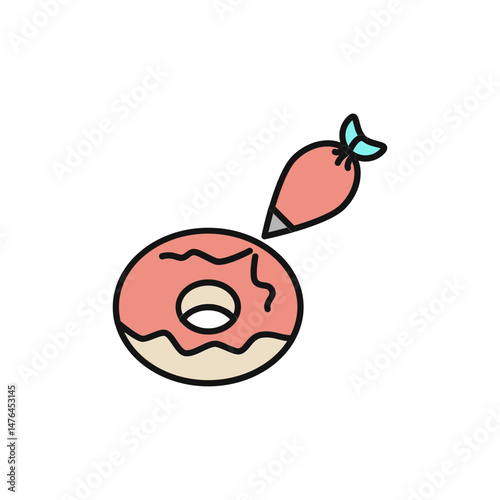 Donut with Icing Icon for Sweet Pastry Design.