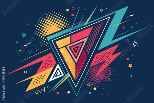 Create a vector graphic featuring bold, asymmetric abstract shapes with harsh, contrasting colors and sharp edges.  Focus on strong visual impact and geometric dynamism.