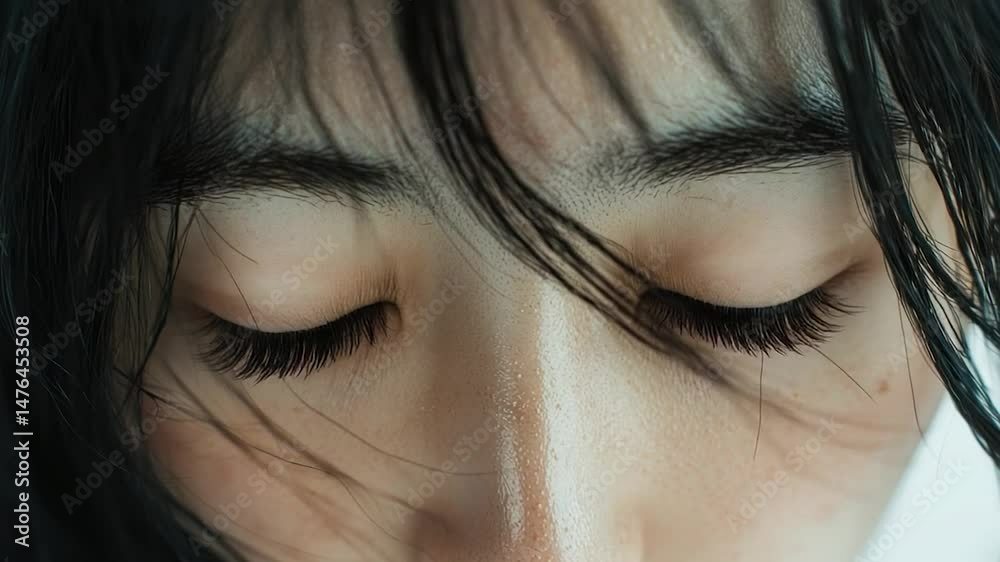 Close-up of a person's face and eyes.