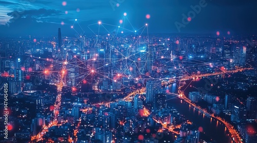 A cross-border business partnership forming, digital maps connecting different cities in the background