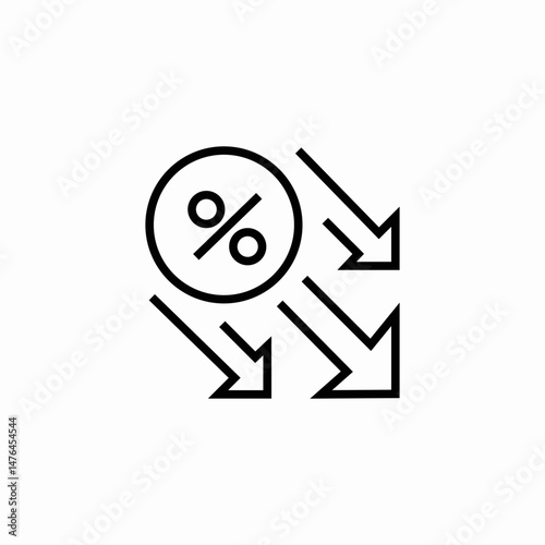 percentage arrows down icon sign vector