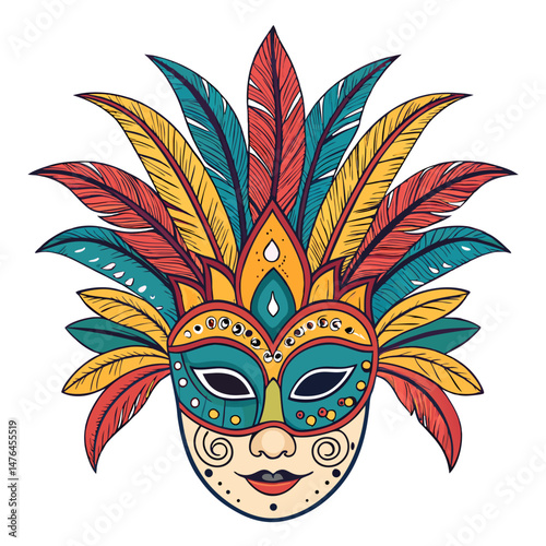 Create a vibrant vector illustration of bold, stylized strokes depicting the energy and movement of a Brazilian Carnival parade.