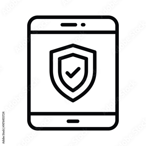 Tablet Insurance Vector outline icon. Eps10 file 