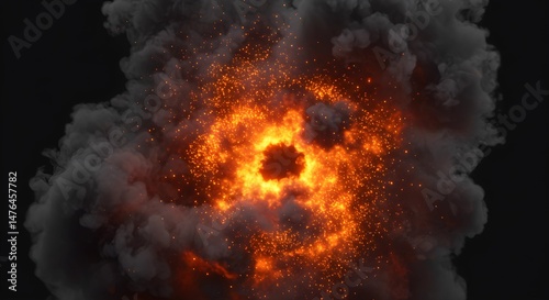 Explosion with Smoke and Particle Effects