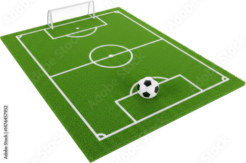 Soccer Field with Ball Ready for Play