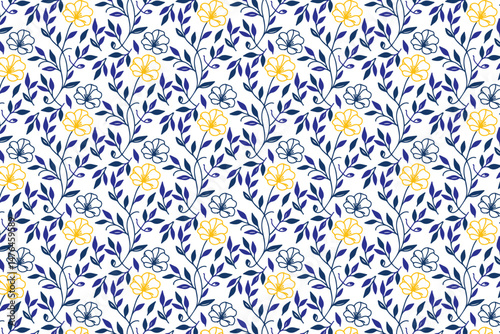 hand drawn seamless pillow cover art, trendy floral wrapping paper design, outline sketch one line pattern, nature inspired cotton flower texture, modern textile repeat print, stylish fashion textile