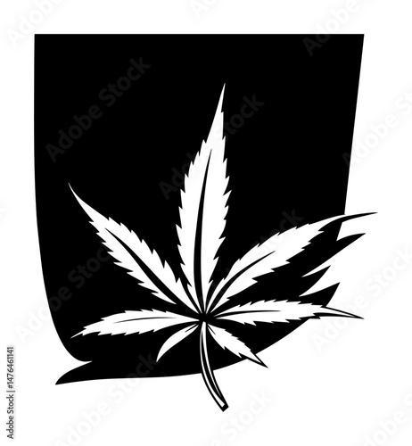 marijuana cannabis leaf silhouette on curled paper