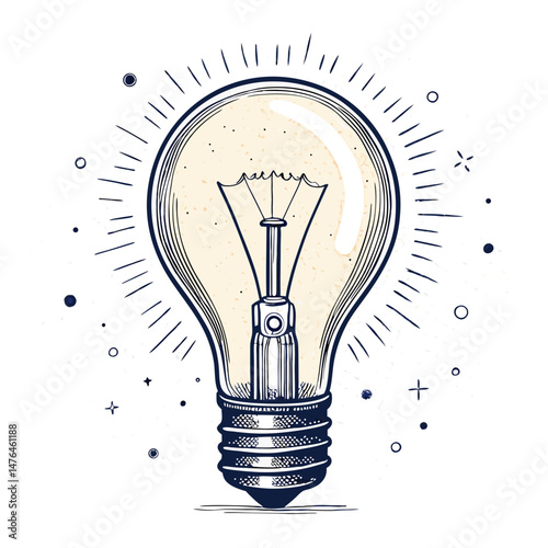 Design a bold, vector graphic of a conceptual lightbulb, emphasizing strong outlines and vibrant color.  Include internal details suggesting innovation and energy.