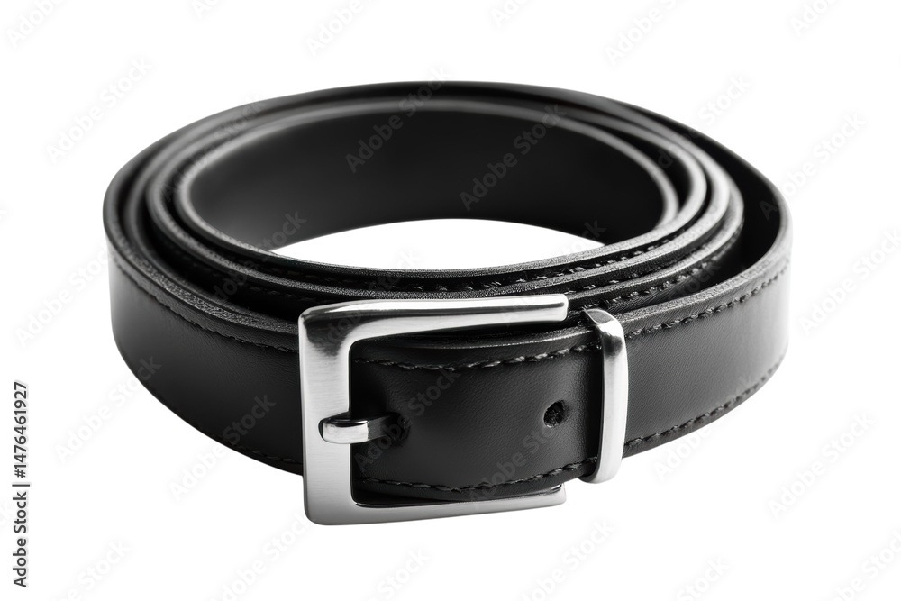 A black leather belt coiled A black leather belt coiled