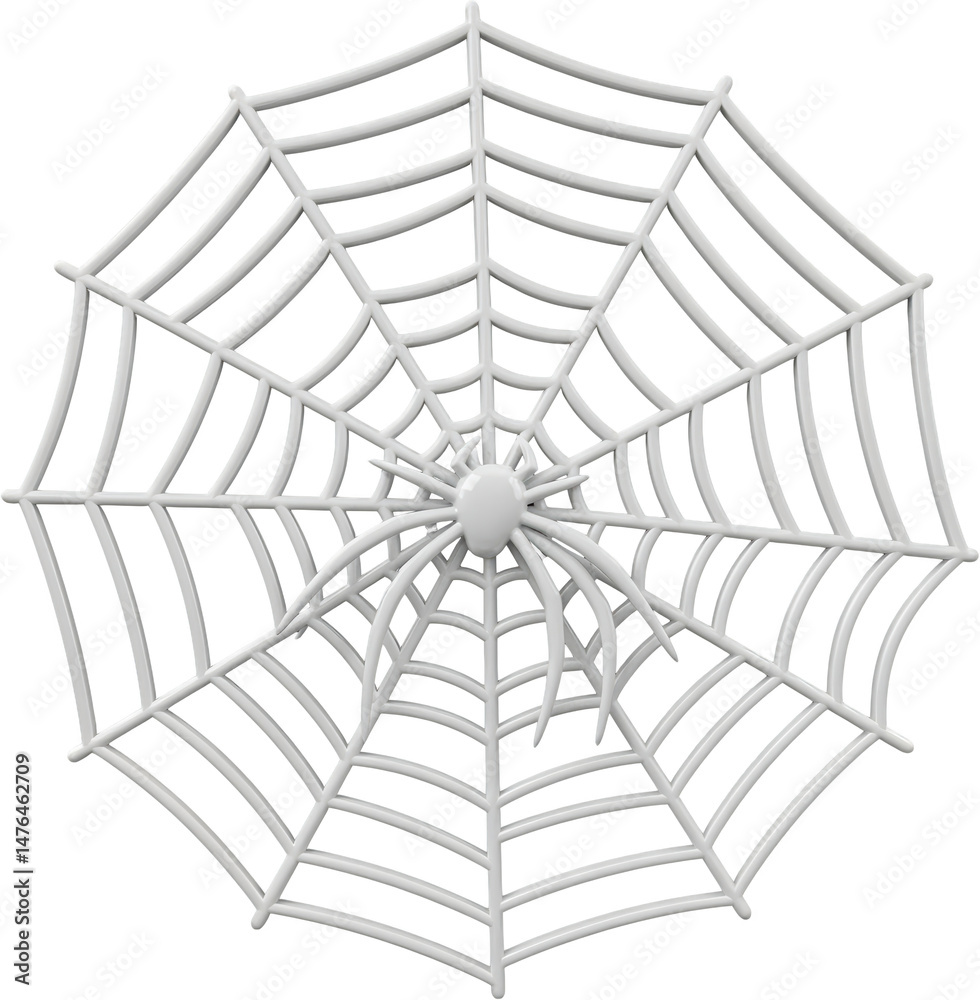 Obraz premium Threedimensional white spider and web symmetrical design