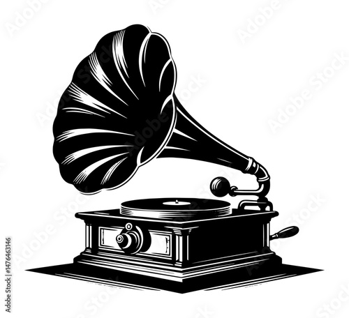 vintage gramophone record player vector illustration