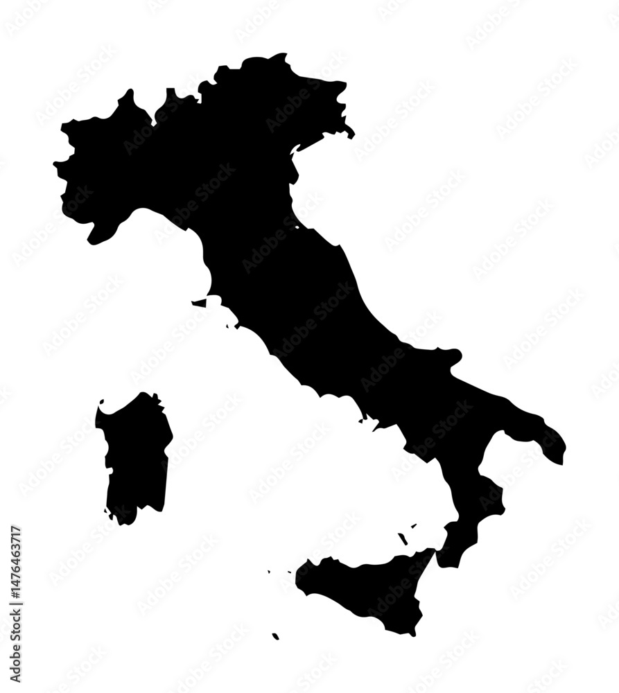 map of italy country silhouette vector illustration