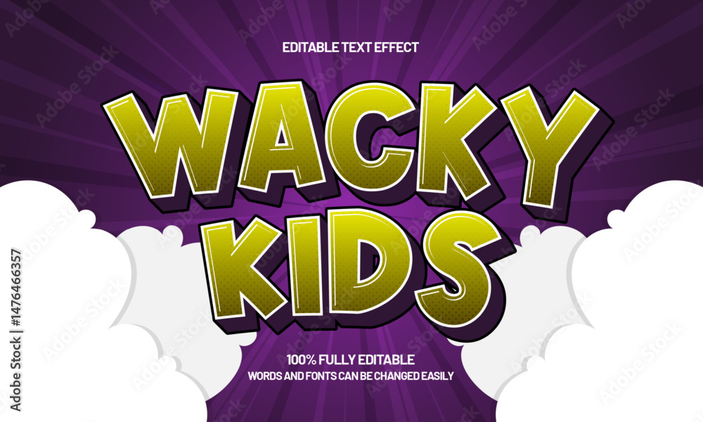 wacky kids editable text effect with a comic and fun text style