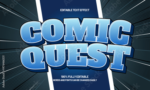 comic quest editable text effect with a comic and fun text style
